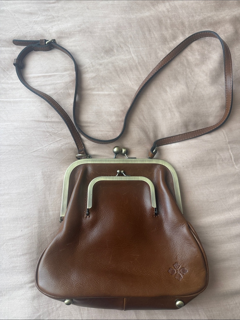 Patricia Nash Leather Mellila Frame Kiss Lock Bag w/Adj. Strap